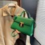 2024 new design women's bag popular fashion lock buckle single shoulder crossbody bag solid color texture small square bag