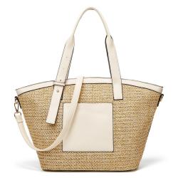 Custom Trendy Women Summer Beach Straw Bucket Bag Fashion hand Large Capacity Holiday Vacation Woven Travel Beach Tote Bags