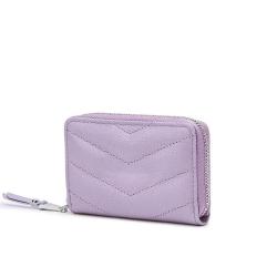 Custom Logo Fashion Ladies Wallet PU Leather Card Holder New Embroidered Quilted Zipper Pouch Wallet For Women