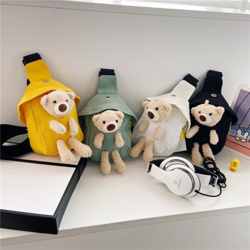 Wholesale Children Crossbody Bag Cute Bear Canvas Chest Shoulder Sling Bag for Kids Boys Girls