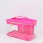 Keymay Stock No MOQ 8 Candy Colors Zipper Toiletry Pouch Organizer Transparent Custom Handle Clear Waterproof PVC Cosmetic Bag