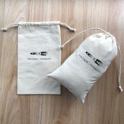 Custom Logo Printed Muslin Cotton Gift Drawstring Bag Cotton Gift Packaging Pouch