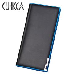 CUIKCA Long Leather Wallet For Men H035 Blue Edge Iron Included Angle Purse Photocards Wallets Leather Slim Card Holder