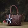 Vintage Summer Beach Woven Genuine Leather Real Cowhide Top Handle Tote Shoulder Bag Crossbody For Women