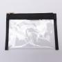 Deboss Logo PU & Clear Vinyl Portable Women Wedding Zipper Flat Pouch Transparent Travel Makeup Bag Evening Ladies Clutch Bag