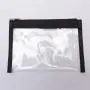 Deboss Logo PU & Clear Vinyl Portable Women Wedding Zipper Flat Pouch Transparent Travel Makeup Bag Evening Ladies Clutch Bag