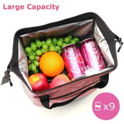 Pink Durable Nylon Lunch Bag Insulated Lunch Box Soft Cooler Cooling Tote for Adult Men Women
