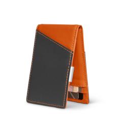 RFID Blocking Slim Bi-fold Genuine Leather Front Pocket Money Clip Wallet for Men