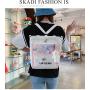 Gelory Front Zipper Pocket Ladies School Daily Life Messenger Crossbody Tote Sling Reusable Canvas Cotton Shoulder Shopping Bag