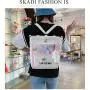 Gelory Front Zipper Pocket Ladies School Daily Life Messenger Crossbody Tote Sling Reusable Canvas Cotton Shoulder Shopping Bag