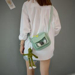 Fashion transparent PVC messenger bag with custom mini canvas ita bag