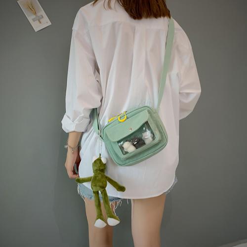 Fashion transparent PVC messenger bag with custom mini canvas ita bag