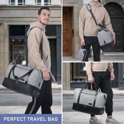 LOVEVOOK 2pcs Travel Duffle Weekender Bags for Men with Shoe Compartment Carry on Overnight Bag Gym Duffel Bag with Wet Pocket