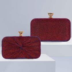 Wholesale elegant wine red pleated handbag shoulder ladies clutch bags dinner party evening bag for woman