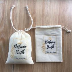 Thin Silk Printed Gold Muslin Cotton Packaging Pouch Transparent Muslin Drawstring Packaging Bag