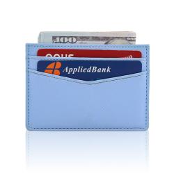 Sim Leather Credit Card Holder Minimalist Saffiano Leather ID Card Holder RFID Blocking Wallet