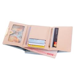 HSWW001 Custom Short Small Mini PU Leather RFID Women Wallet Fashion Credit Card Holder Fashionable Coin Money Purse