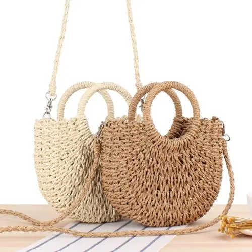 New Designer Wholesale Women Handbags Manufacturer Customs  Handbag Handmade Customized Woven Straw Beach Tote Bag