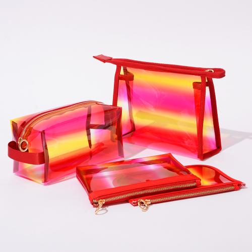 Rainbow Makeup Organizer 4 Set TPU Semi Clear Women Wash Toiletry Bag for Trip Pencil Case Storage Cosmetic Bags for Travel