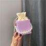Fashion Girl Purse Small Messenger Mini Pearl Square Bag 2022 Women Purple Box Handbags For Ladies Shoulder Messenger Bags
