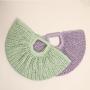 Simple solid color hand-held grass woven moon hand-held beach bag