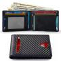 Customize Mens Front Pocket Money Clip Wallet RFID Blocking Carbon Fiber Wallet ID Window Large Capacity Wallet