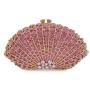 Handmade luxury women purse with hollowed out metal diamond bag bridal green fan shaped rhinestone evening bags
