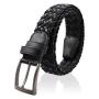 Newest pin buckle leather belt leather men weaved belt with elastic band for men women