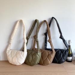Korean New Shoulder Bag Women's Fashion Casual Crossbody Bag Large Capacity Soft Leather PU Creative Embroidery Dumpling Bag
