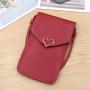 New Ladies Fashionable Heart-Shape Decorated Transparent Touch Screen Mobile Phone Bag Simple Women's Student Messenger Bag