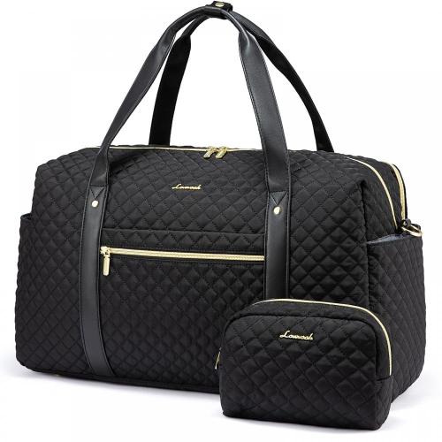 Fashion Quilted 2pcs Waterproof Gym Fitness Travel Duffel Bag Luggage Bag with Laptop Compartment Weekender Overnight Duffle Bag
