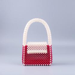 Custom New Large Capacity Acrylic Pearl Handbags for Women Fashion Retro Texture Handwoven Beaded Women's Shoulder Bag
