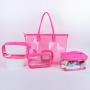 Keymay New Style Custom Logo Pvc Shoulder Shopping Bag Women Travel Beach Bag Purple Clear Tote Bag Transparent Pvc