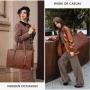 LOVEVOOK Laptop Bag for Women Vintage Leather Laptop Tote 15.6 inch Large Capacity Computer bag with Clutch Purse for Work