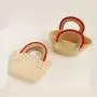 Custom 2024 Handmade Woven Straw Beach Bag For Summer Women With Colorful Handle Design