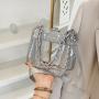 Transparent bright diamond women's bag chain small female diagonal bag fashionable shoulder bag