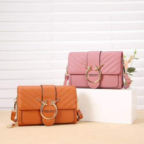 2022 New Fashion Trend Women's Bag Leisure High Texture Pu Deer Lingge Small Square Bag Solid Color Single Shoulder Messenger Ba