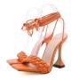 2021 Fashion Women Summer Woven Satin Block Heel Mules Ladies High Heel Square Toe  Dress Party Sandals