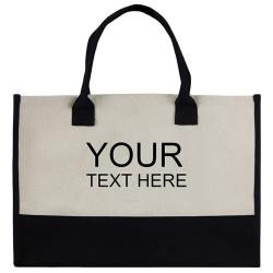 Gelory Customized Letter Logo Oversized Cotton Canvas Tote Initial Gifts Beach Bag Recycled Monogrammed Women Tote Bags