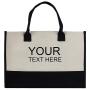 Gelory Customized Letter Logo Oversized Cotton Canvas Tote Initial Gifts Beach Bag Recycled Monogrammed Women Tote Bags