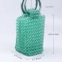 Fashion trend green acrylic round portable shell bag handmade beaded woven casual handbag for women 2024