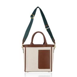 2024 Customized  Recycled Cotton Canvas Purse And Handbag Sets Woven Shoulder  Belt Handle Tote Shopping Bag Hand Bags