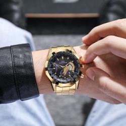 2022 Fashion Leather Man's Wrist Watch Band Wristwatch Reloj Luxury Gold Watch Creative Men Chain Wristwatches
