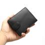 Black Leather Wallet for Men Genuine Leather RFID Blocking Trifold Stylish Wallet With Coin Pocket Money Slip Card Holder