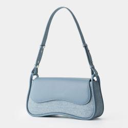 Wholesale Customize PU Leather And Trending Fabric Shoulder Bag Glossy Handbag Crossbody Bags Women's Hobo Underarm Bag