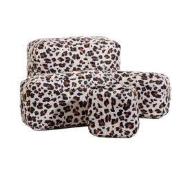High Quality Custom Printing Self-adhesive Portable Travel Bag Leopard Printed Cosmetic Bag