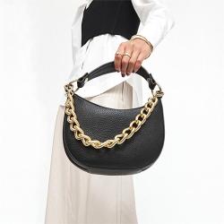 Fashion Metal Chains Shoulder Hobo Bags Half Moon Shape Style Metal Shoulder Sling Bag Ladies Shoulder Bag