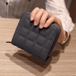 2024 popular design mini small wallet women short wallets pu leather zipper cute coin purse student embroidery wallet