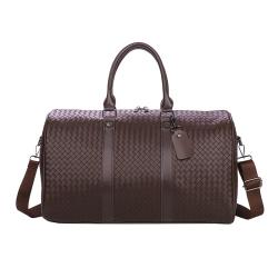 2021 Multifunctional woven pu braided leather satchels men waterproof large duffle bag travel hand bag sac de voyage