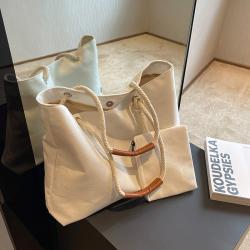 2024 Hot Selling New Retro Large-capacity Multiple Colour Canvas Tote Bag Women's Solid Shoulder Underarm Bag